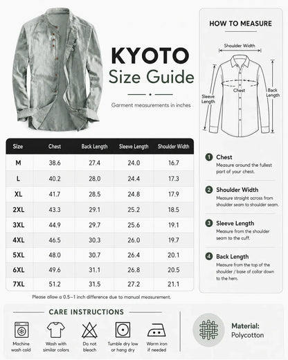 Kyoto - Ultrabequemes Hemd mit Stehkragen für Männer